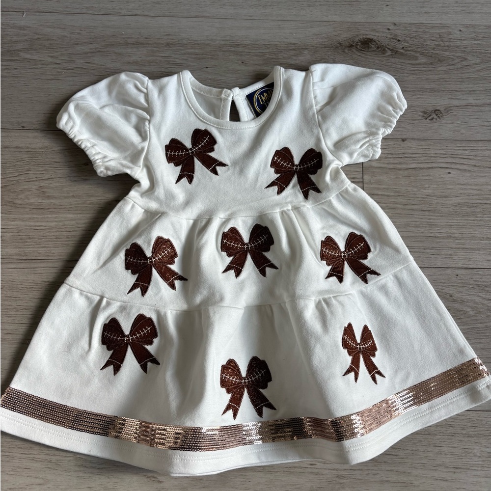 Emma Jean Girls Football Bow Dress - 12 Months NWOT